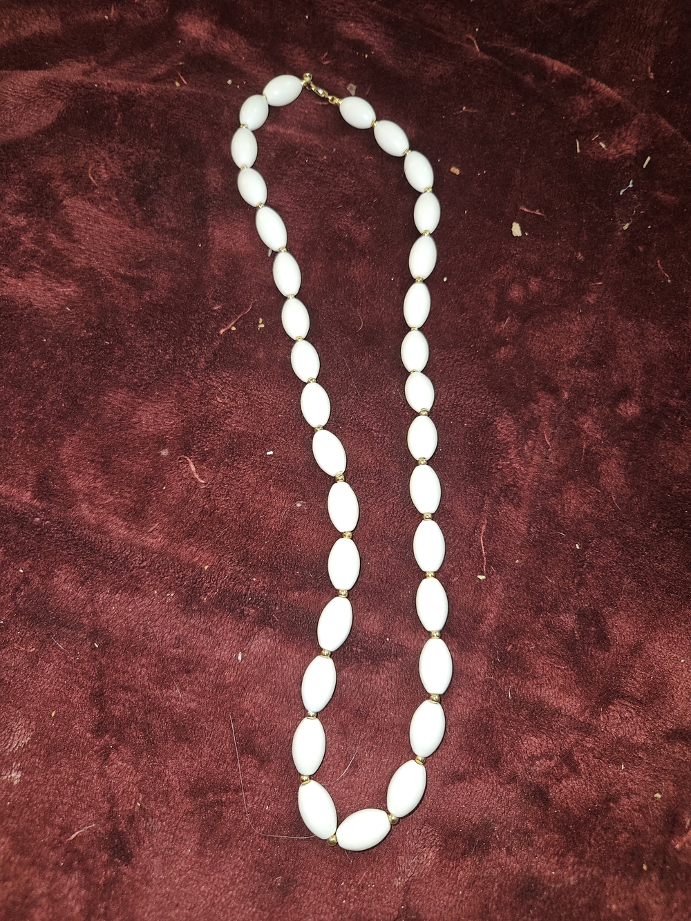 Monet White Oval Bead Necklace with Gold Accents